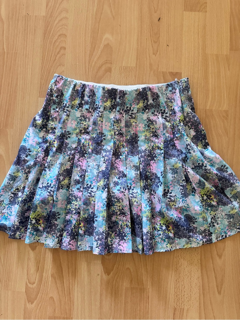 Tee Time Skort Women Medium Blue Floral Pleated Golf Tennis Athletic Mini